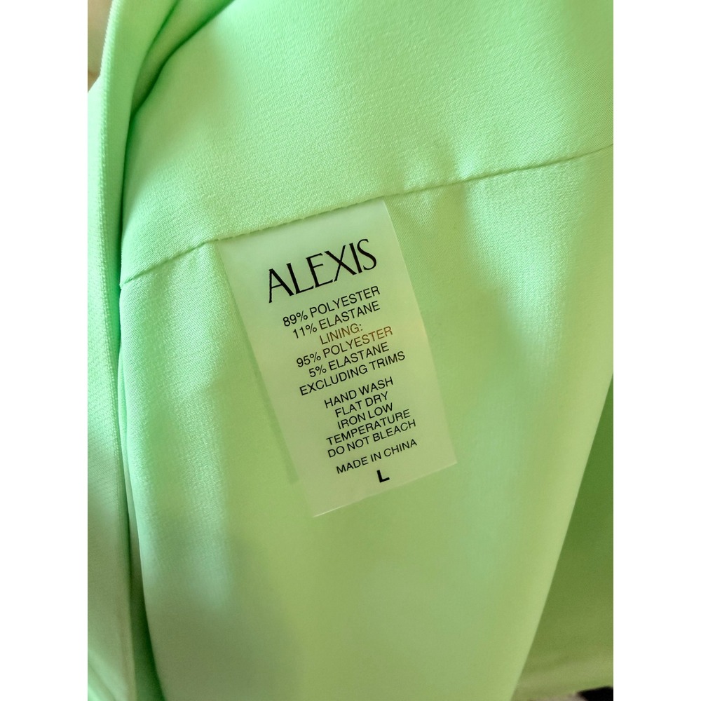 Alexis Izzie Dress Womens Mint Green Feather Trim Halter Midi Size Large (H1) - Picture 4 of 10